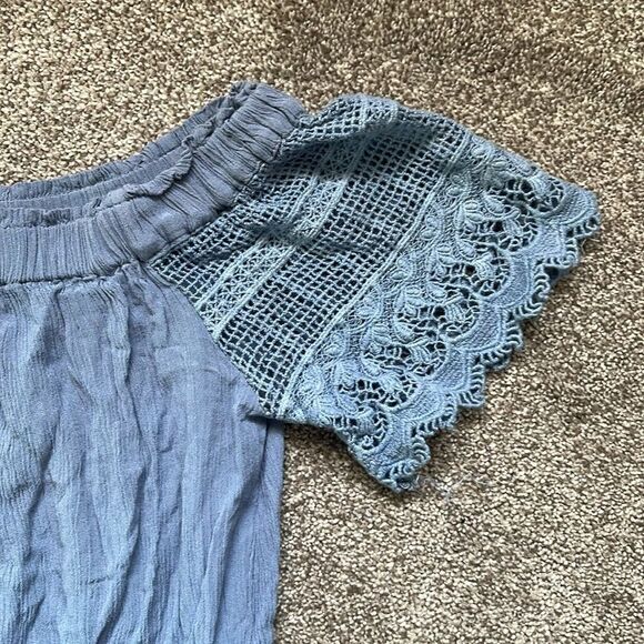 Hint Of Blush Navy Blue Off Shoulder Romper Size S - Picture 3 of 11